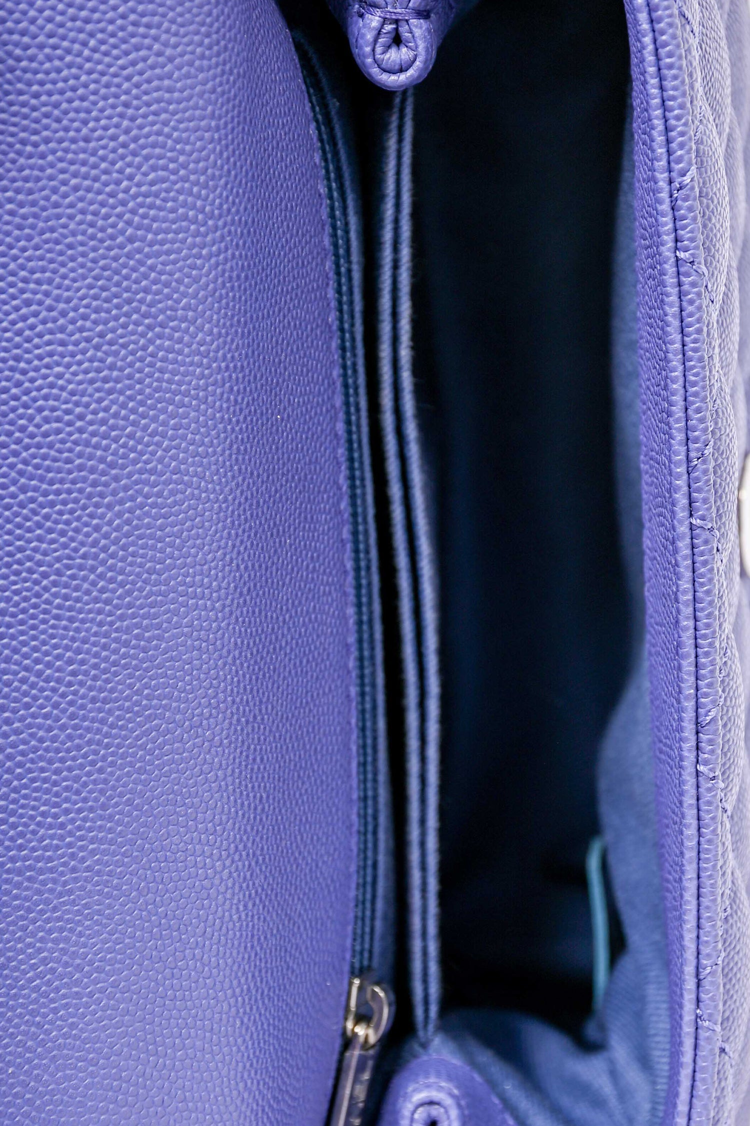 Pre-Loved Chanel™ 2020 Purple Caviar Leather Mini Coco Top Handle