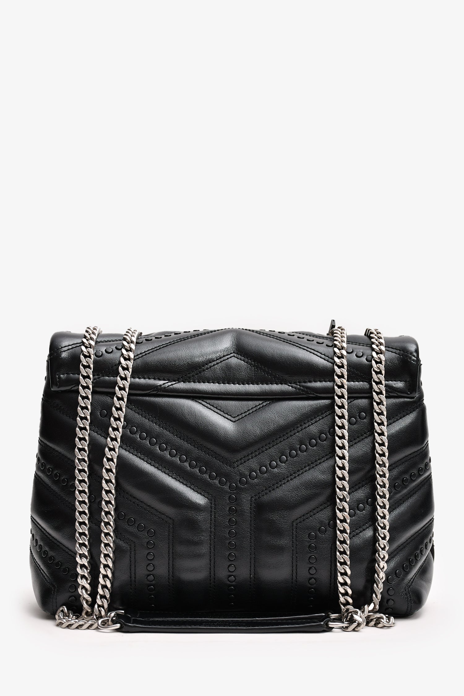 Saint Laurent Black Leather Studded LouLou Shoulder Bag