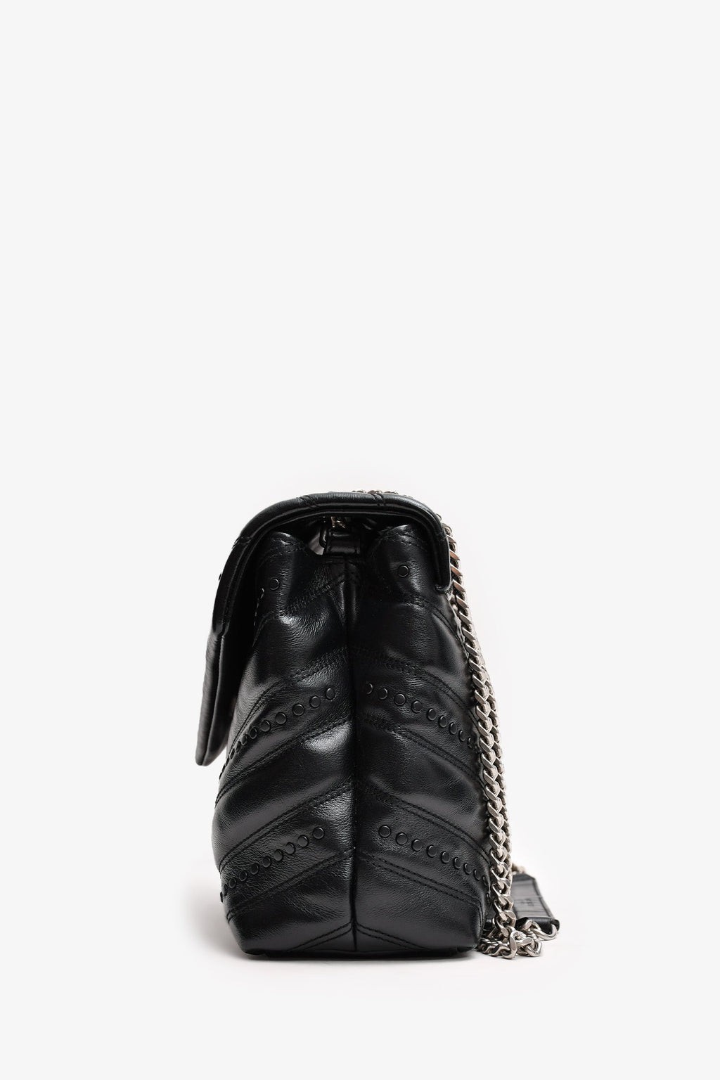 Saint Laurent Black Leather Studded LouLou Shoulder Bag