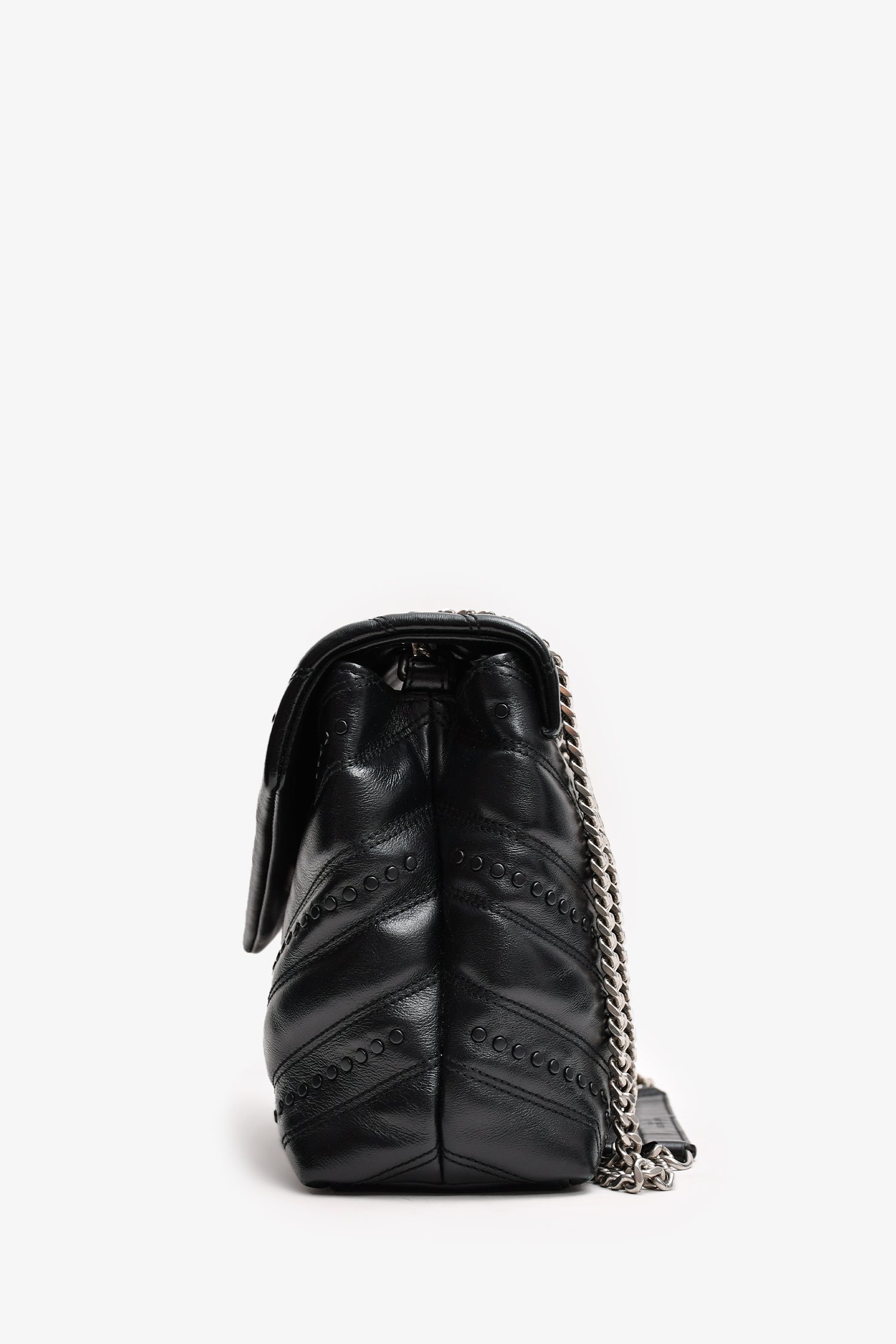 Saint Laurent Black Leather Studded LouLou Shoulder Bag