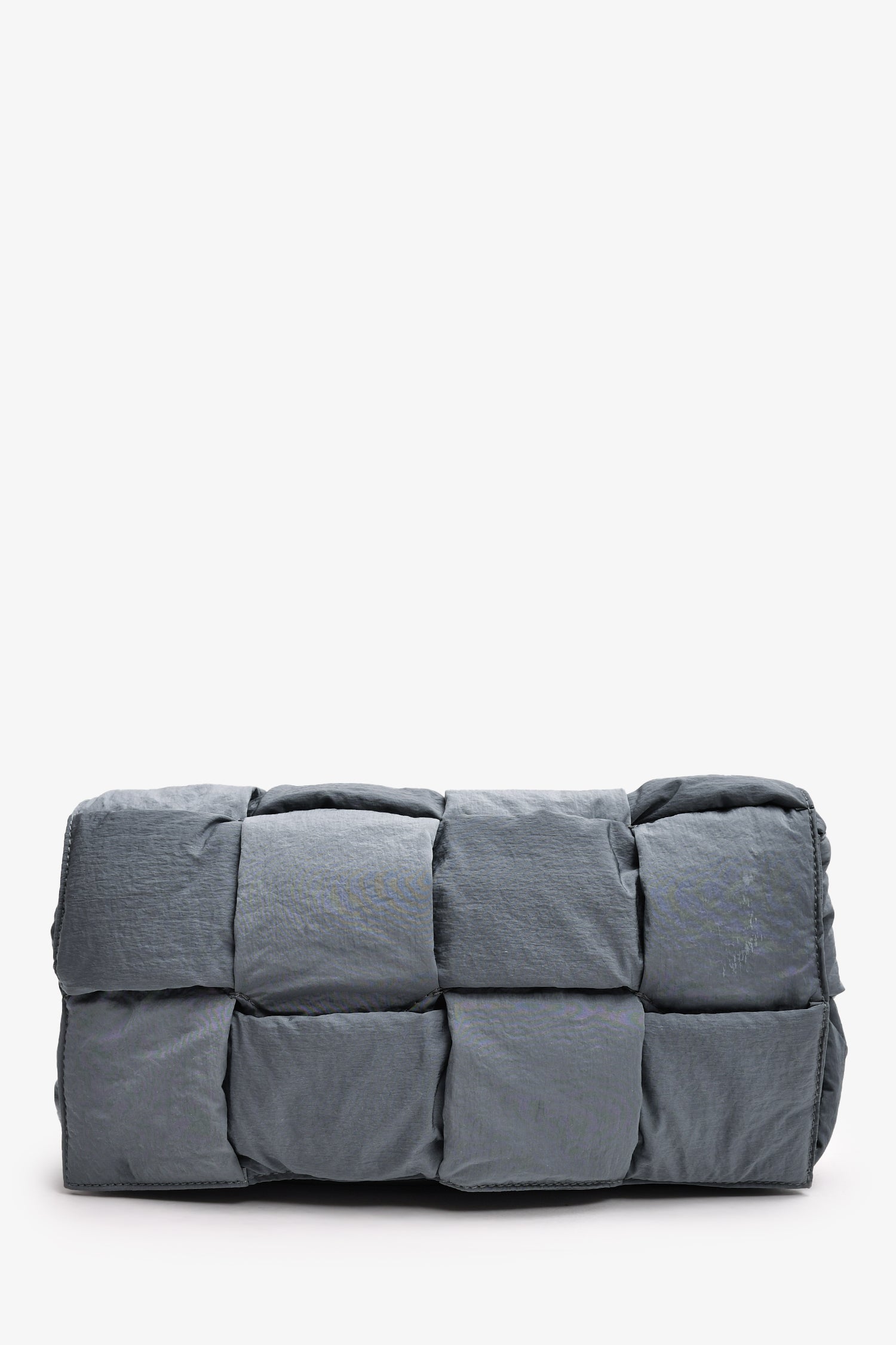Bottega Veneta Grey Padded Intreccio-Woven Nylon Crossbody Bag (As Is)