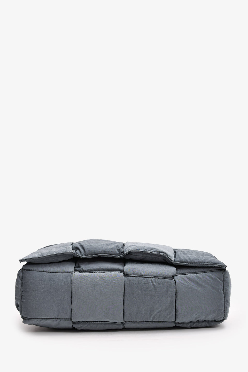 Bottega Veneta Grey Padded Intreccio-Woven Nylon Crossbody Bag (As Is)