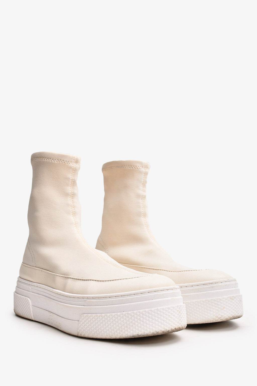 Khaite Cream Nylon Platform Ludlow Sock Sneakers Size 38.5