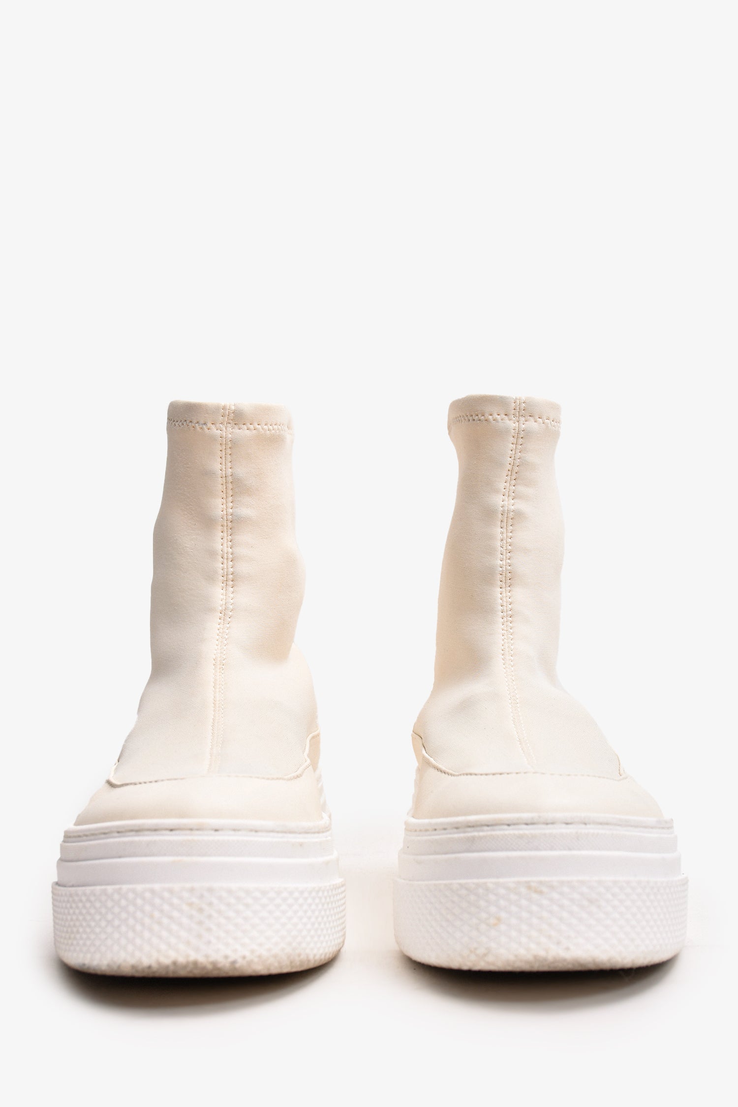 Khaite Cream Nylon Platform Ludlow Sock Sneakers Size 38.5