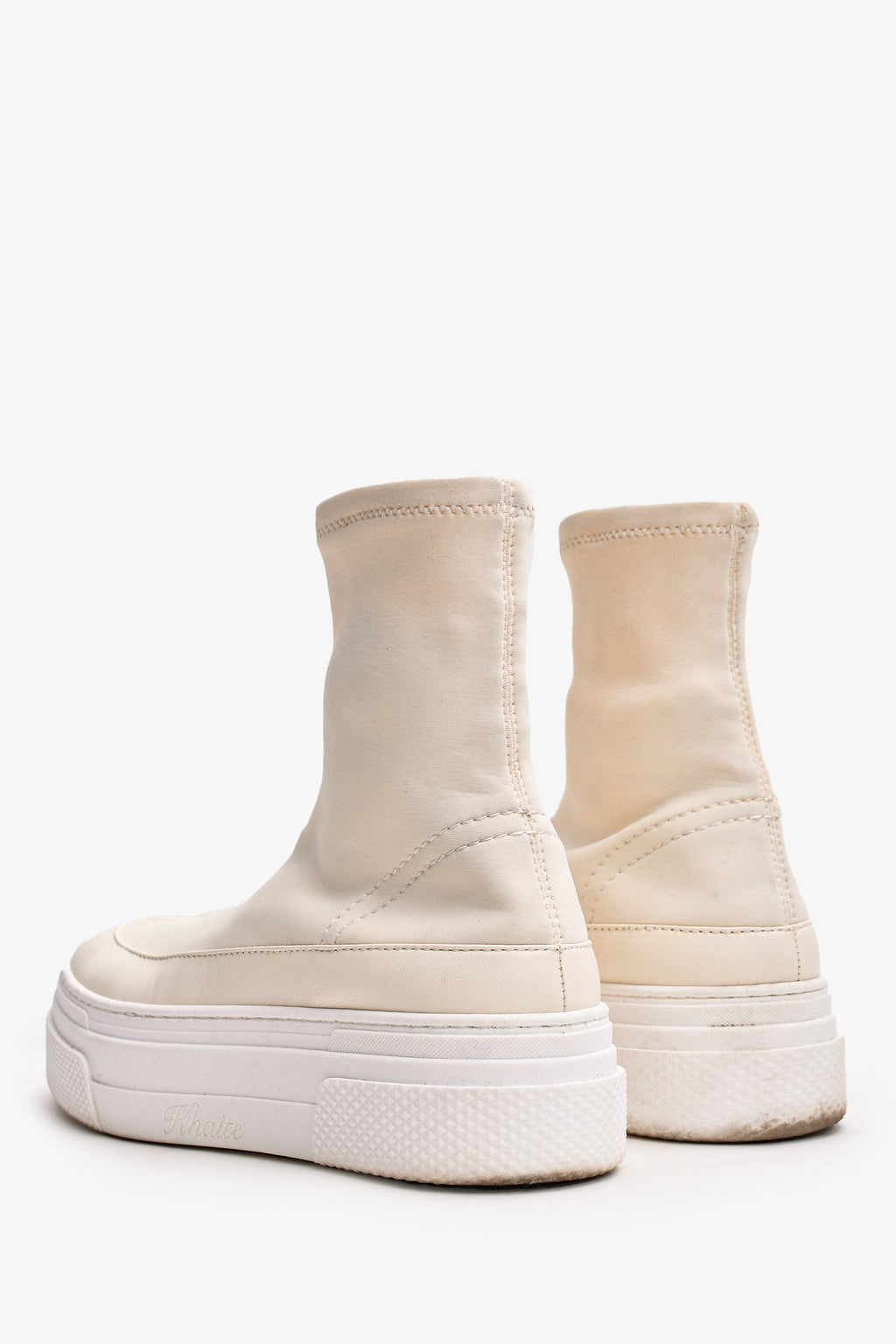 Khaite Cream Nylon Platform Ludlow Sock Sneakers Size 38.5