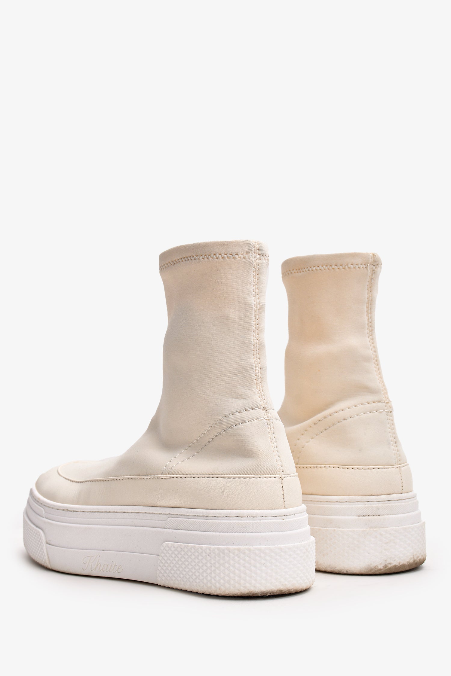 Khaite Cream Nylon Platform Ludlow Sock Sneakers Size 38.5