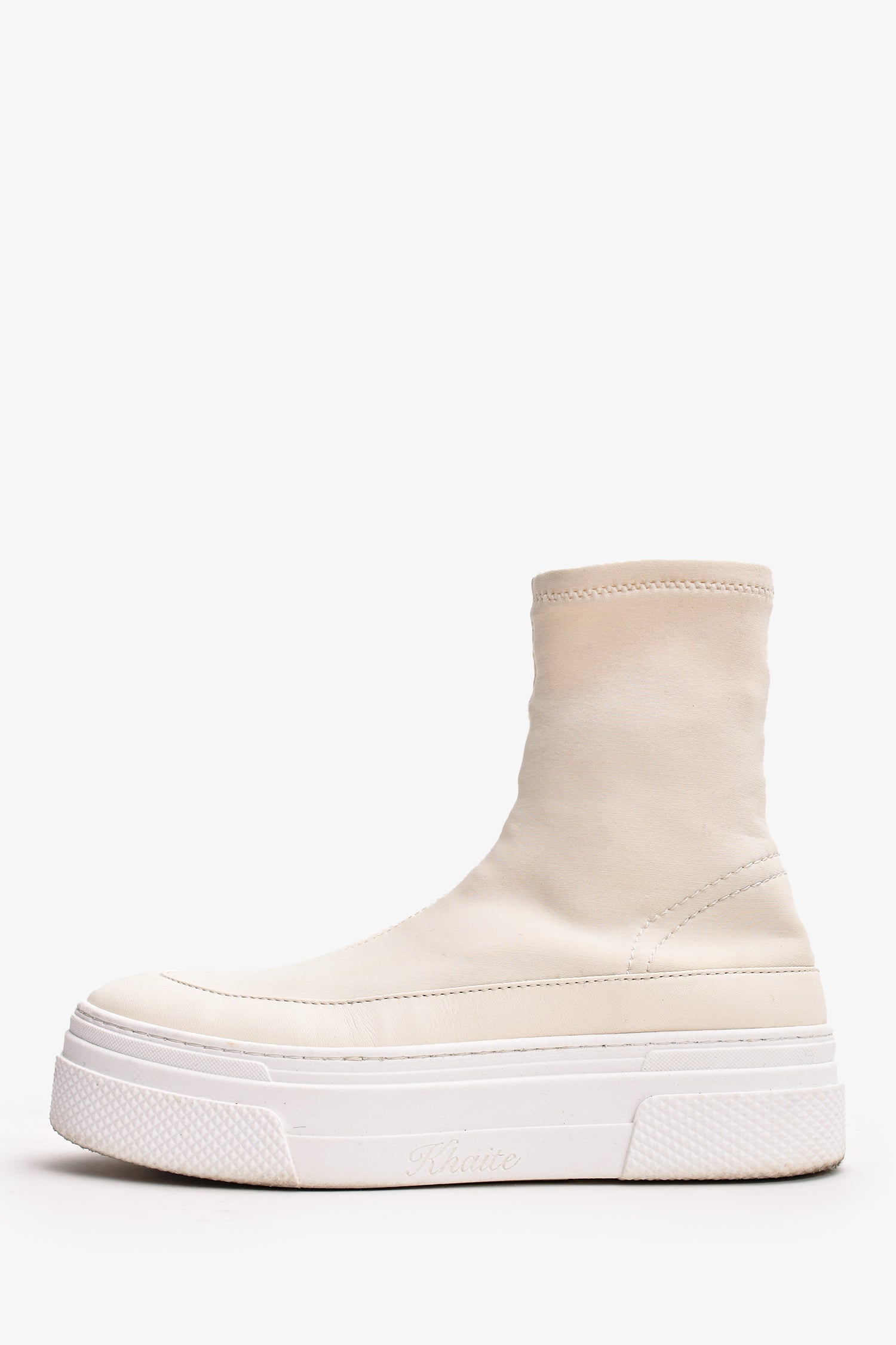 Khaite Cream Nylon Platform Ludlow Sock Sneakers Size 38.5