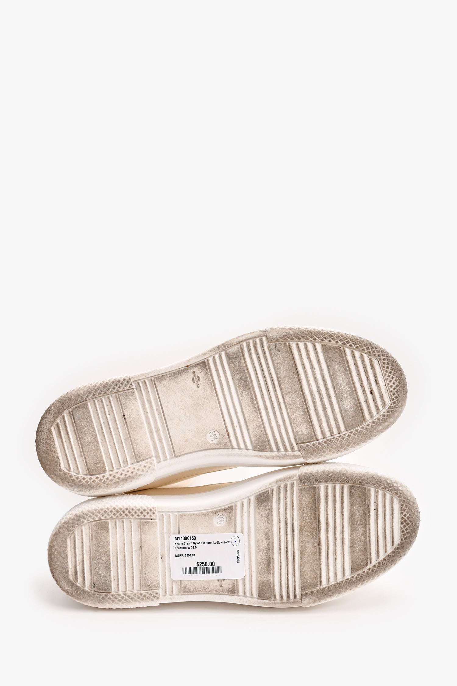 Khaite Cream Nylon Platform Ludlow Sock Sneakers Size 38.5