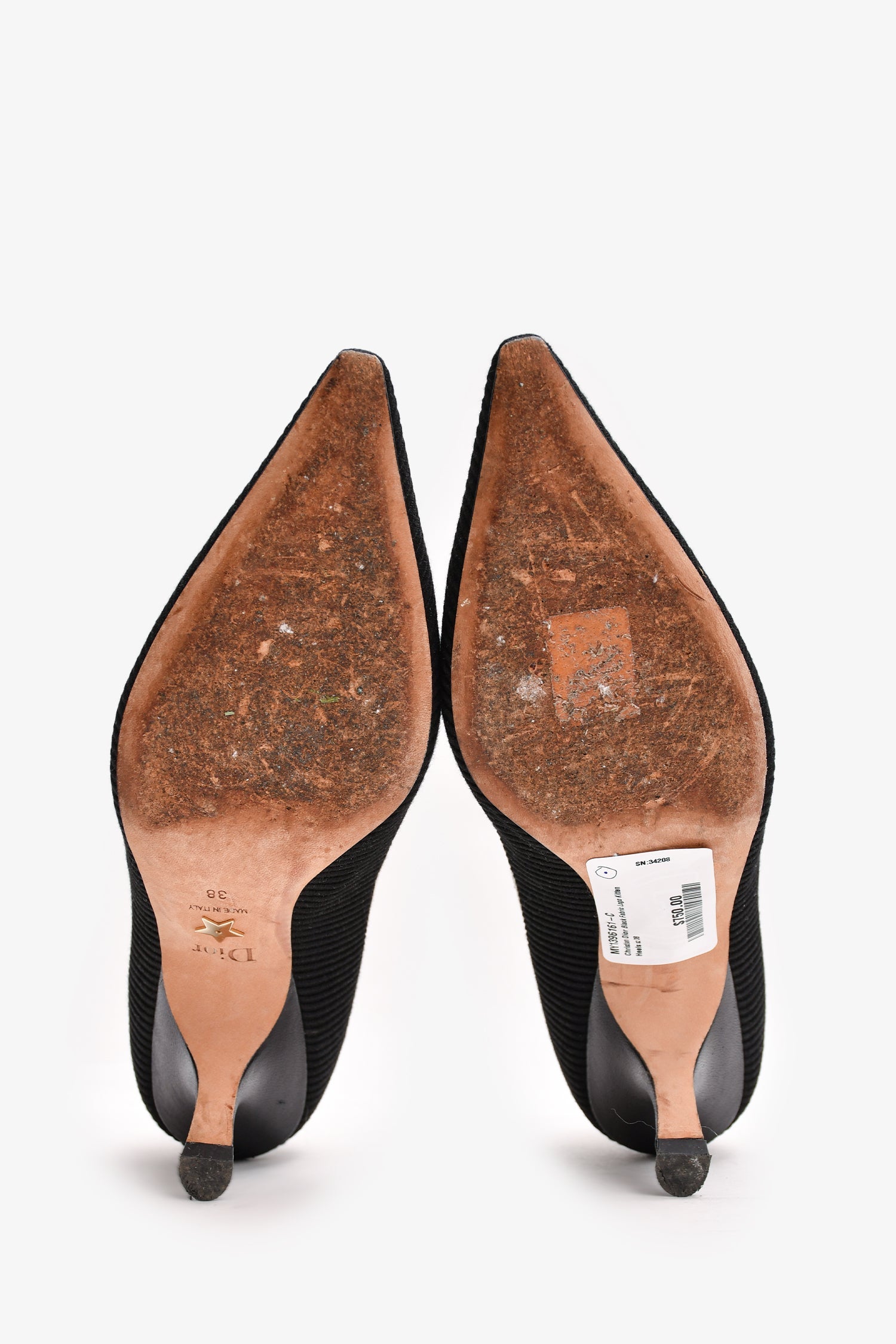 Christian Dior Black Fabric Logo Kitten Heels Size 38