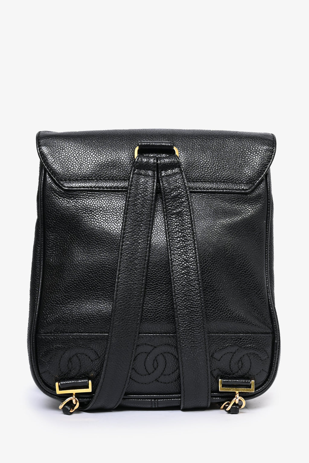 Pre-Loved Chanel™ 1989-91 Vintage Black Caviar Leather Triple CC Backpack