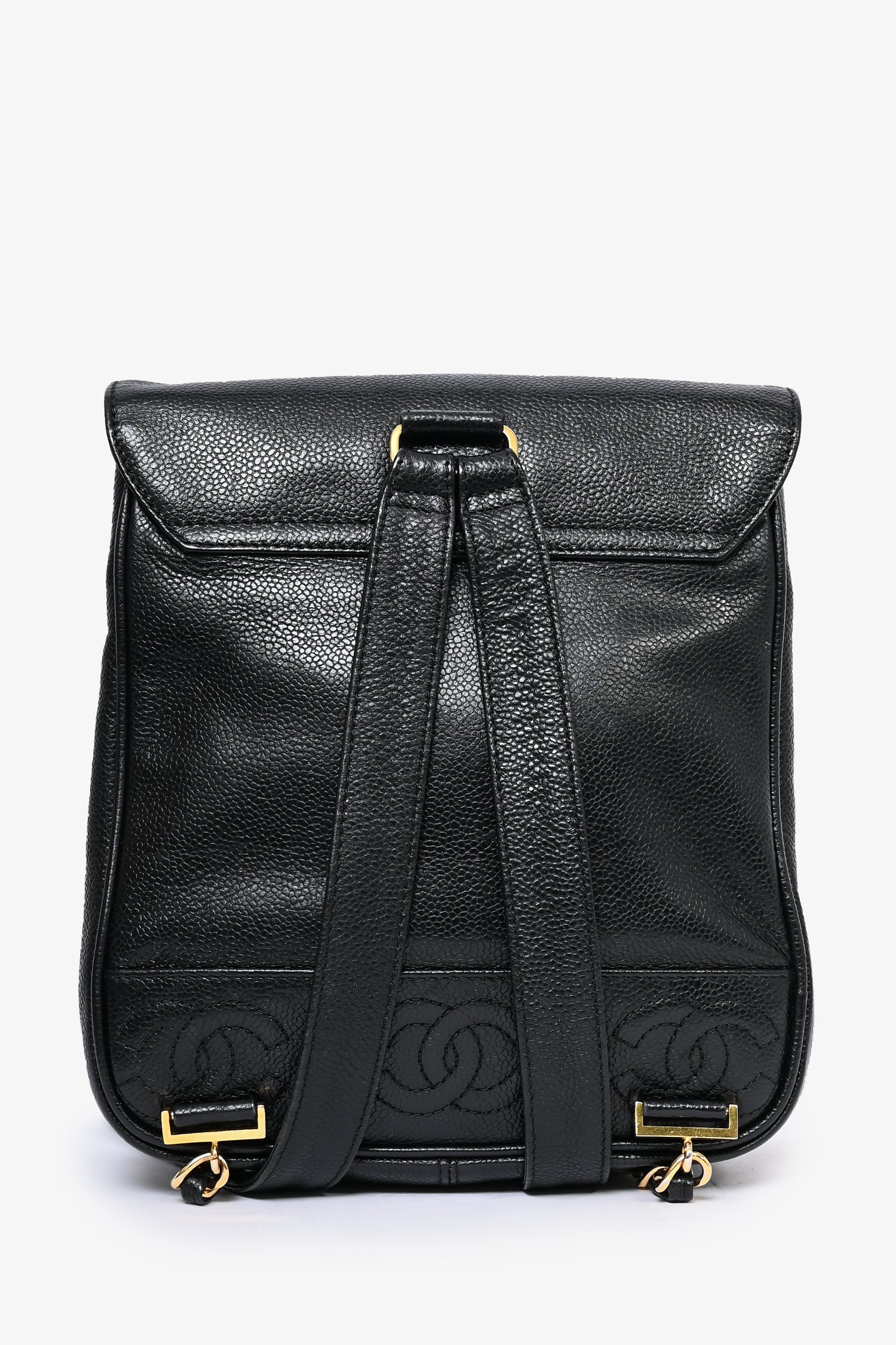 Pre-Loved Chanel™ 1989-91 Vintage Black Caviar Leather Triple CC Backpack