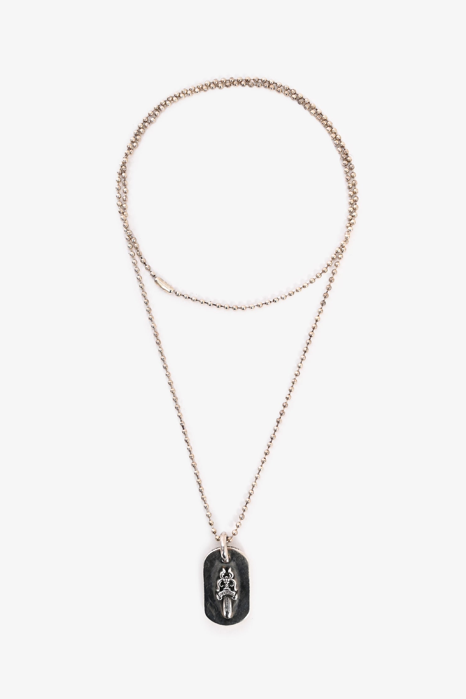 Chrome Hearts Sterling Silver Dagger Dog Tag Necklace