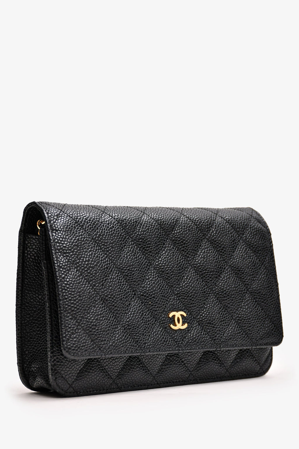 Pre-Loved Chanel™ 2013/14 Black Caviar Leather Wallet On Chain