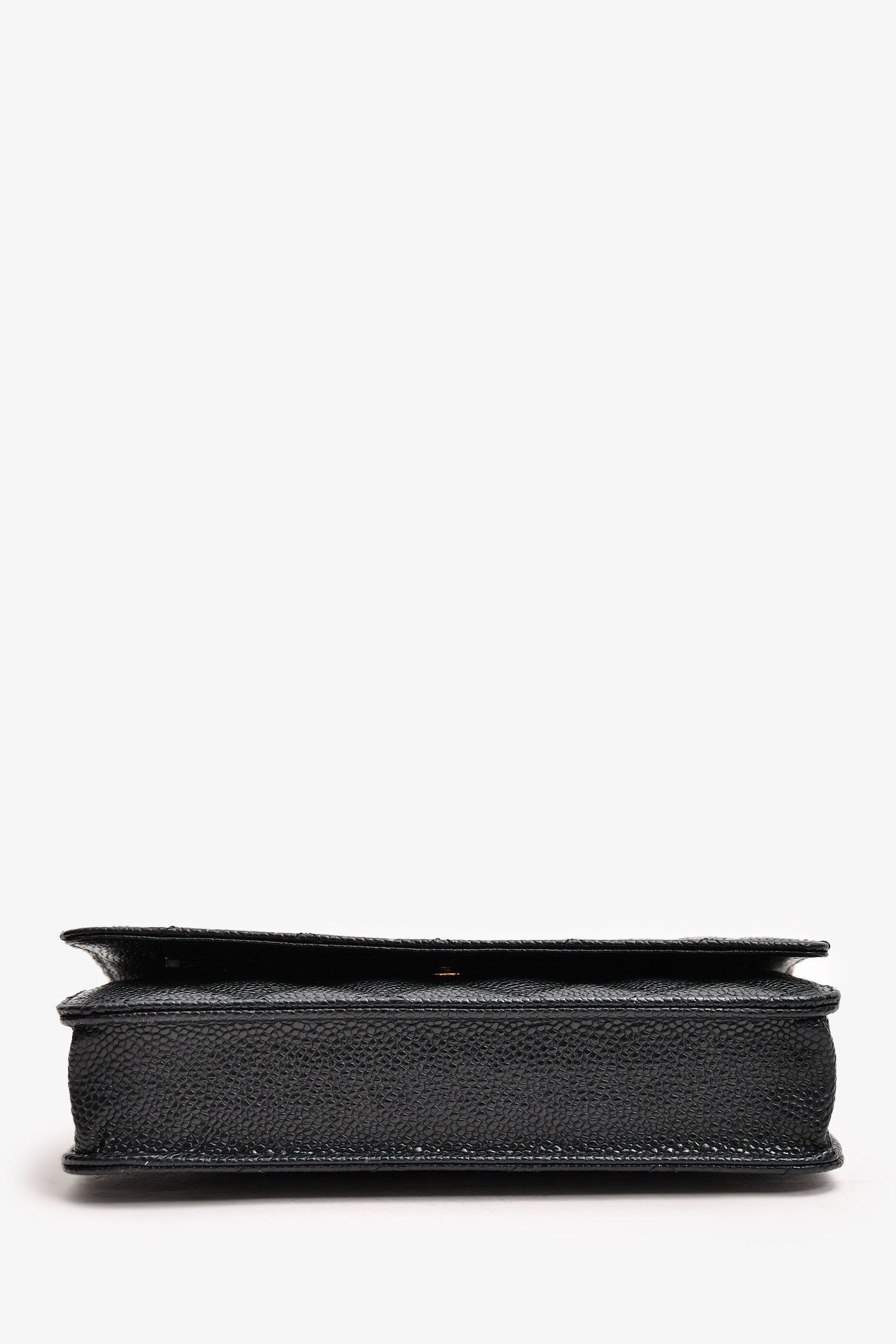 Pre-Loved Chanel™ 2013/14 Black Caviar Leather Wallet On Chain