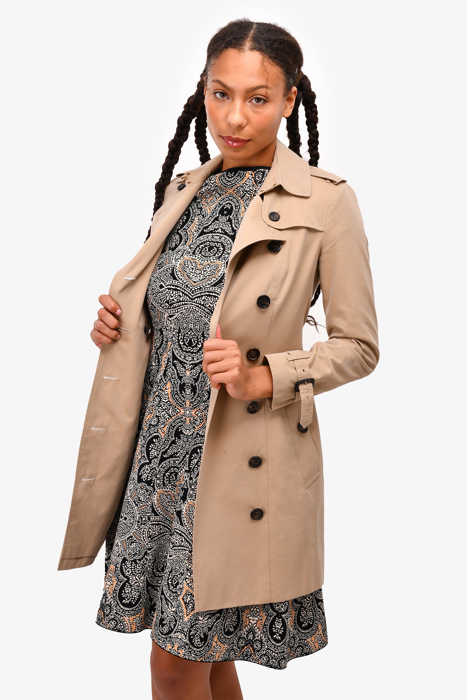 Burberry Tan Sandringham Belted Short Trench Coat Size 2