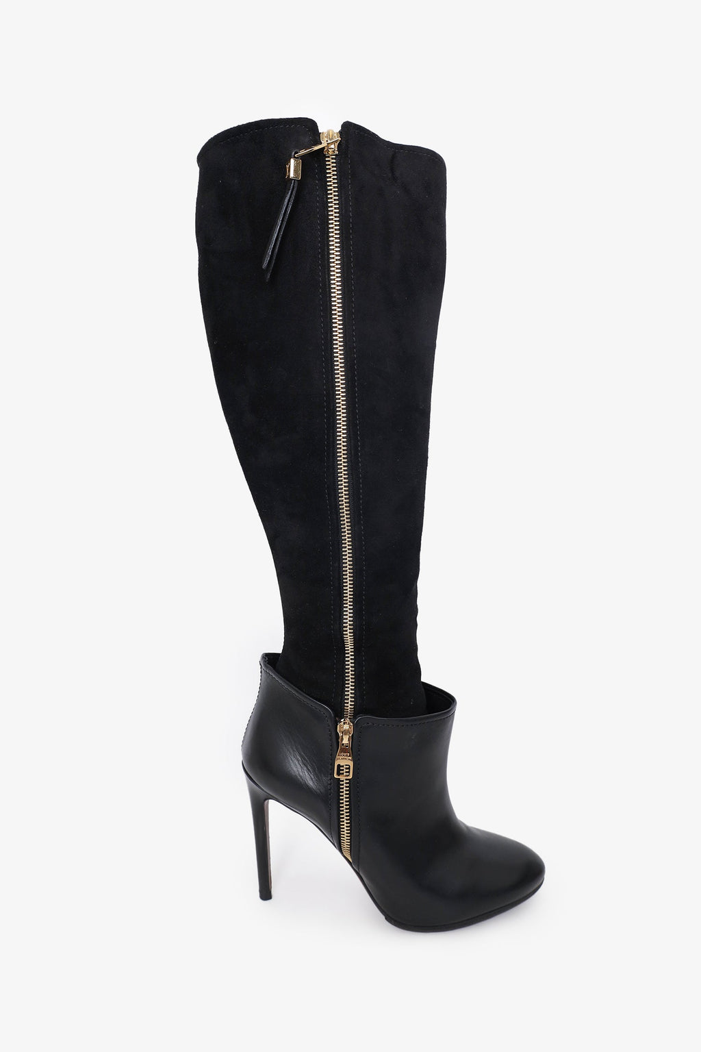 Louis Vuitton Black Leather and Suede Calf Length Booties Size 37