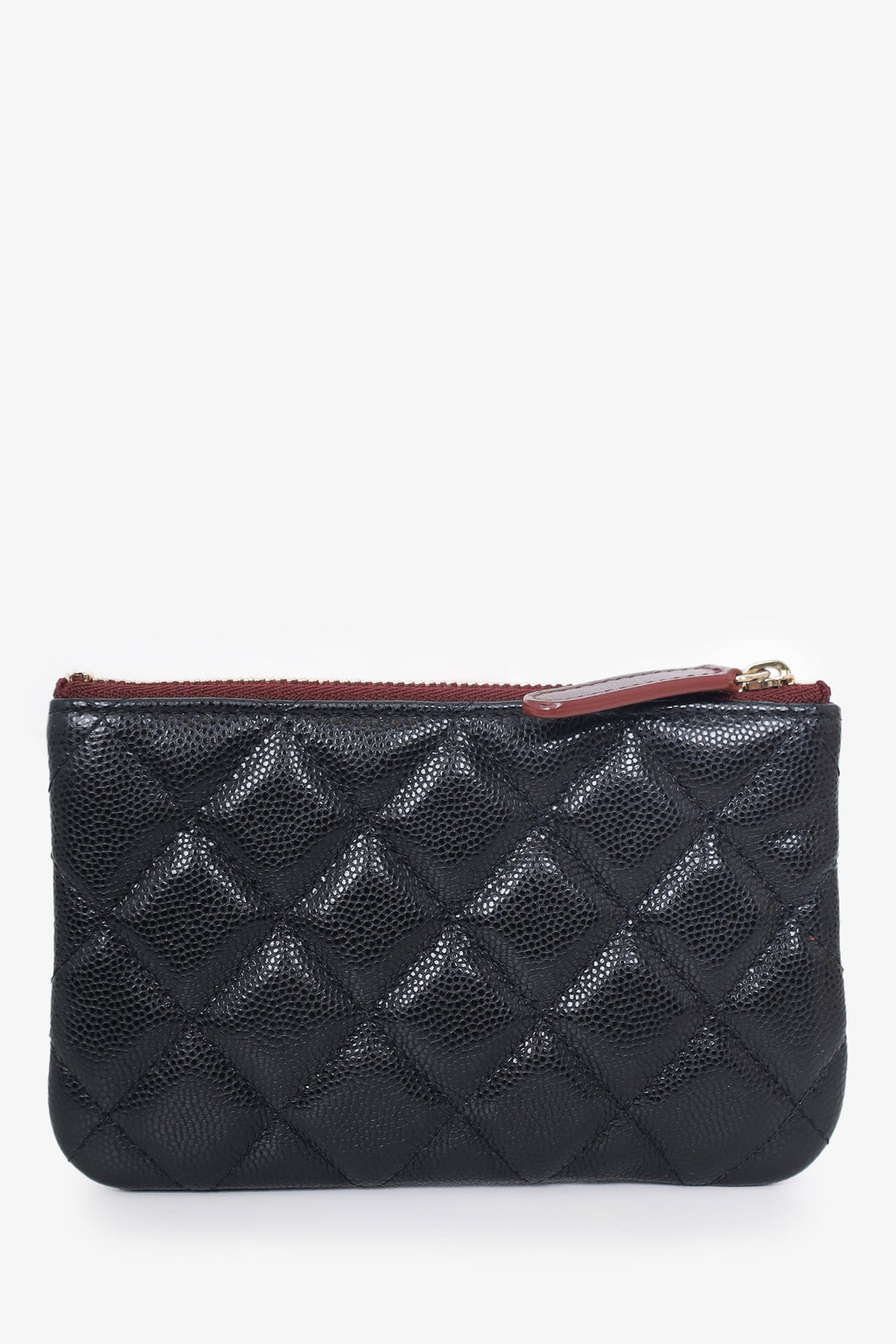 Pre-Loved Chanel™  2019 Black Caviar CC Logo O Case Mini Pouch