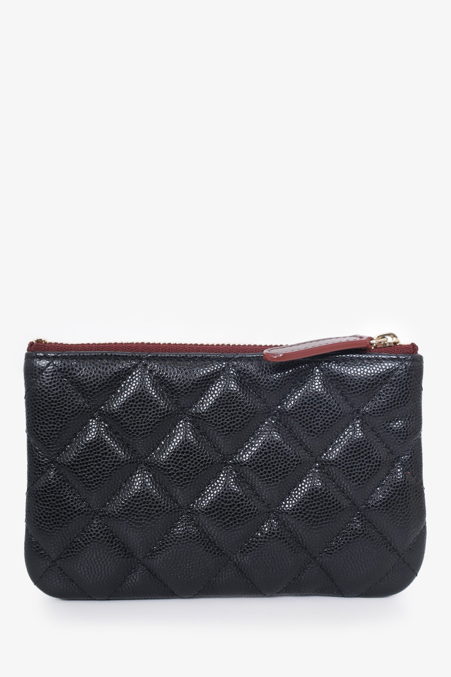 Pre-Loved Chanel™  2019 Black Caviar CC Logo O Case Mini Pouch