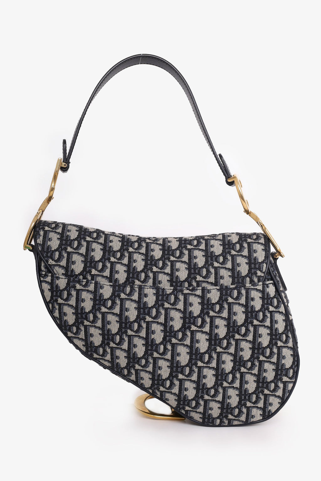 Christian Dior 2018 Blue Oblique Jacquard Saddle Bag with Canvas Strap