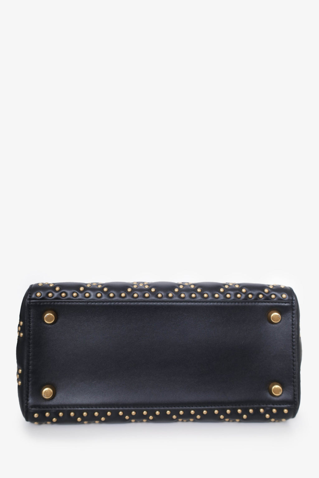 Christian Dior 2017 Black Leather Medium Studded Supple Lady Dior Bag