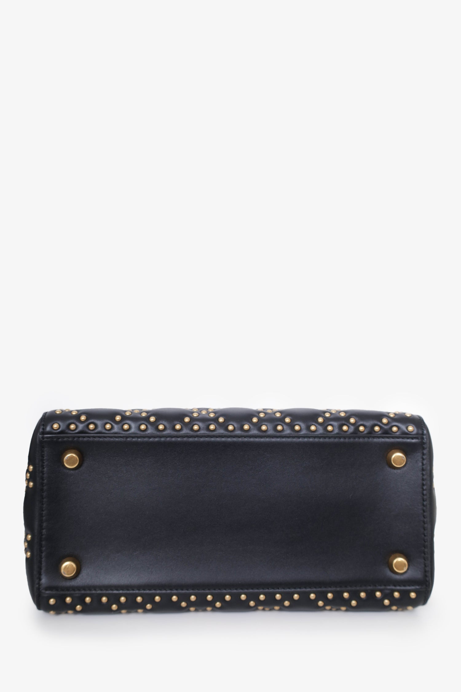 Christian Dior 2017 Black Leather Medium Studded Supple Lady Dior Bag