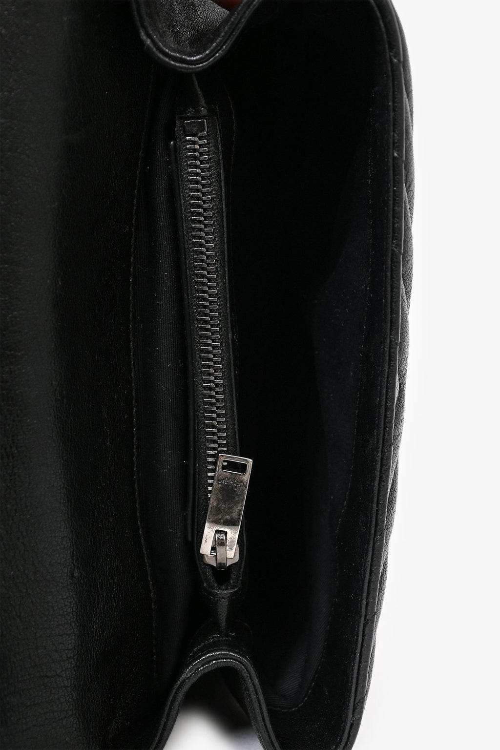 Saint Laurent 2016 Black Chevron Leather Medium College Bag with Chain