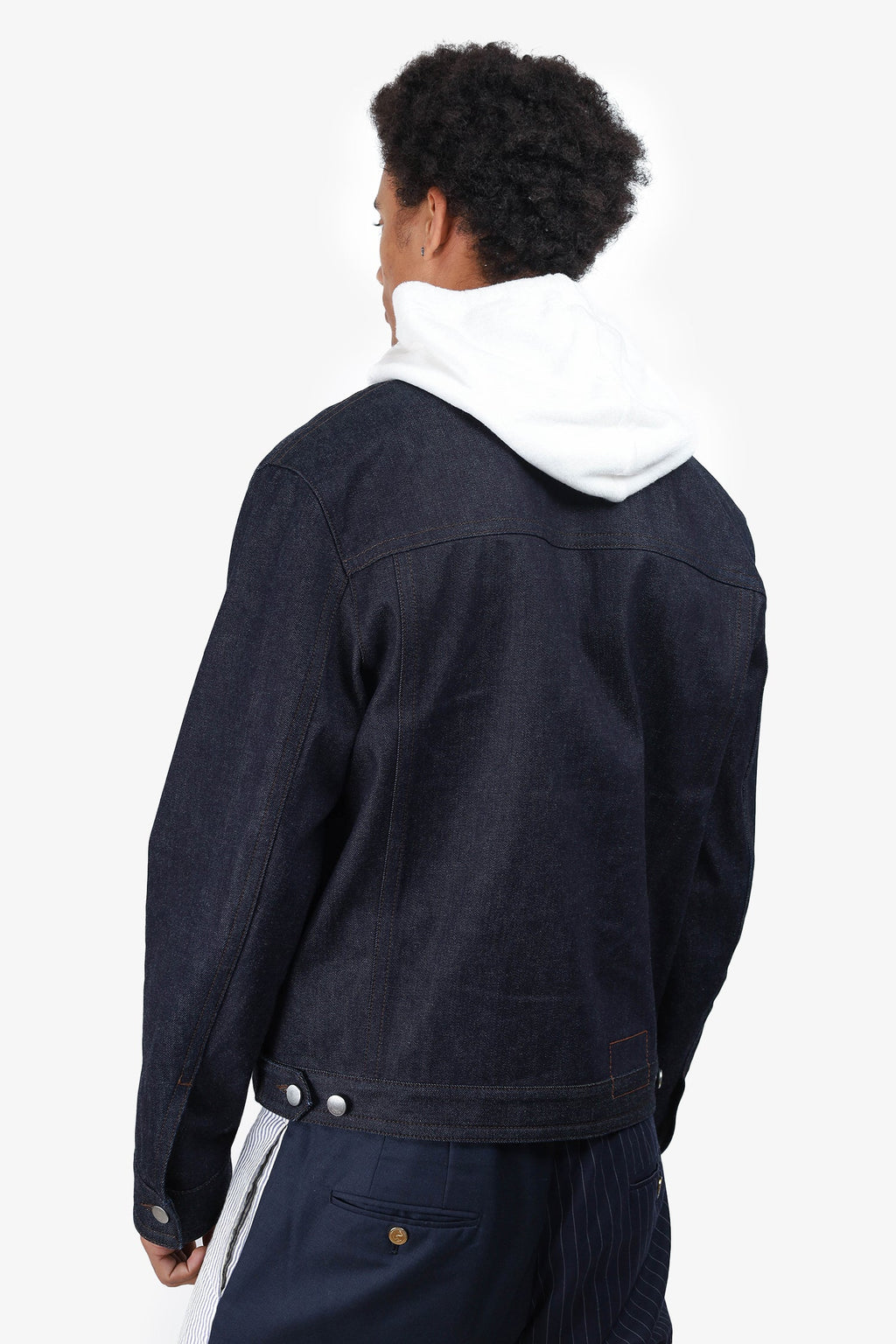 Hermès Navy Horse Stitch Patch Denim Jacket Size 50 Mens