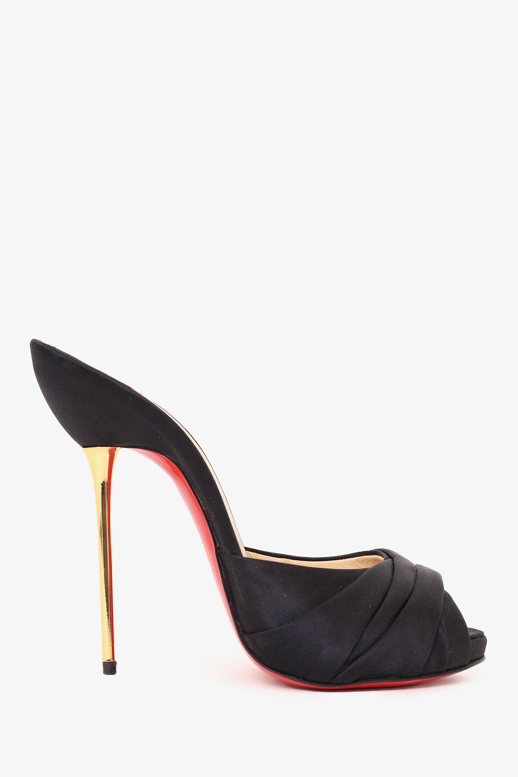 Christian Louboutin Black Satin Platform Sandals Size 38