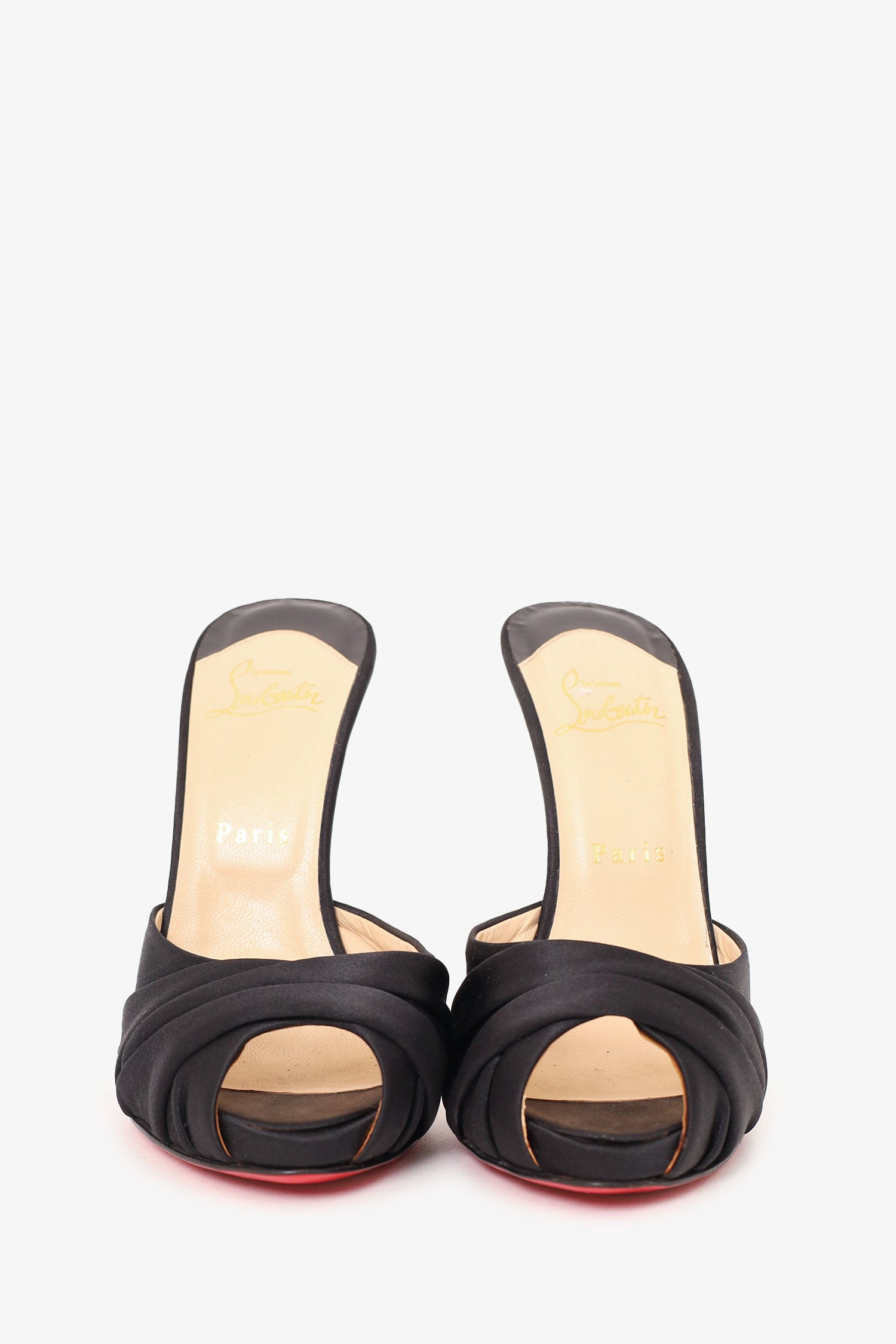 Christian Louboutin Black Satin Platform Sandals Size 38