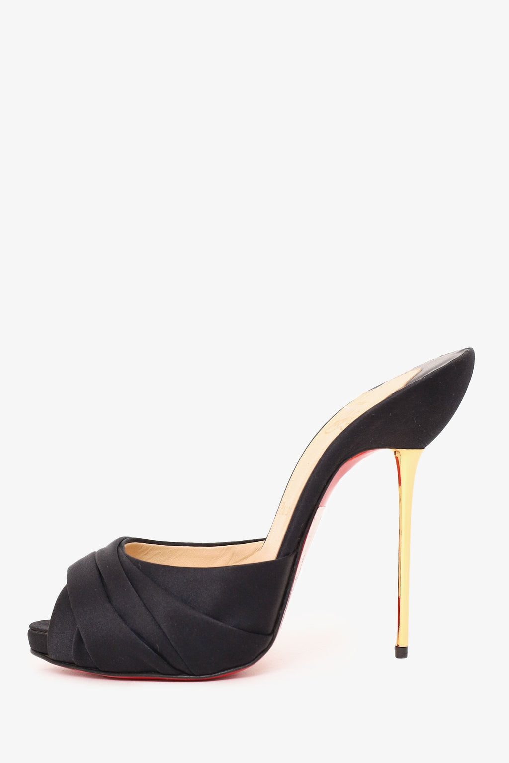 Christian Louboutin Black Satin Platform Sandals Size 38