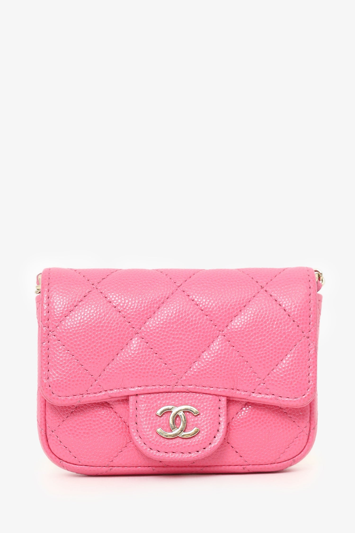 Pre-Loved Chanel™ Chanel 2019/20 Pink Caviar Leather Quilted Classic Flap Belt Bag
