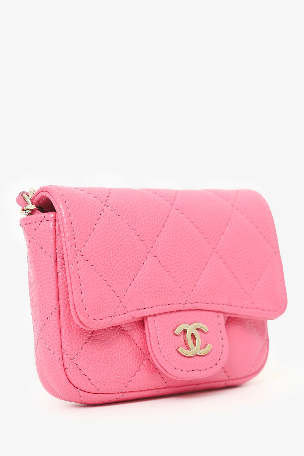 Pre-Loved Chanel™ Chanel 2019/20 Pink Caviar Leather Quilted Classic Flap Belt Bag