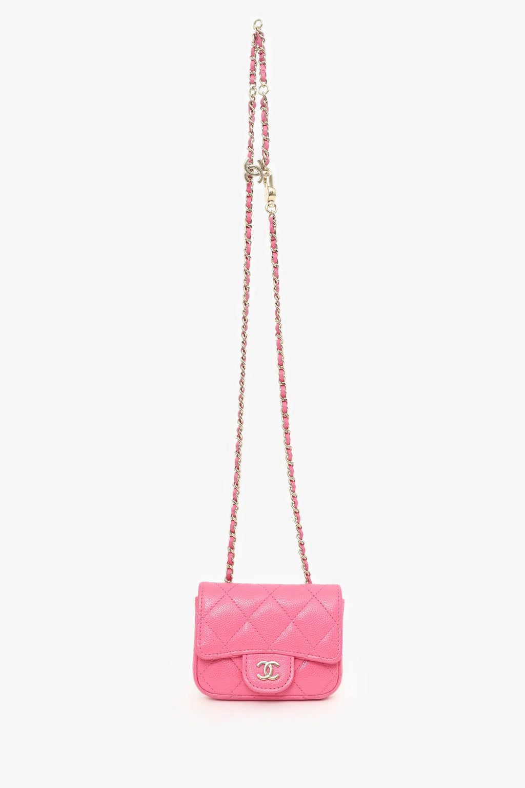 Pre-Loved Chanel™ Chanel 2019/20 Pink Caviar Leather Quilted Classic Flap Belt Bag