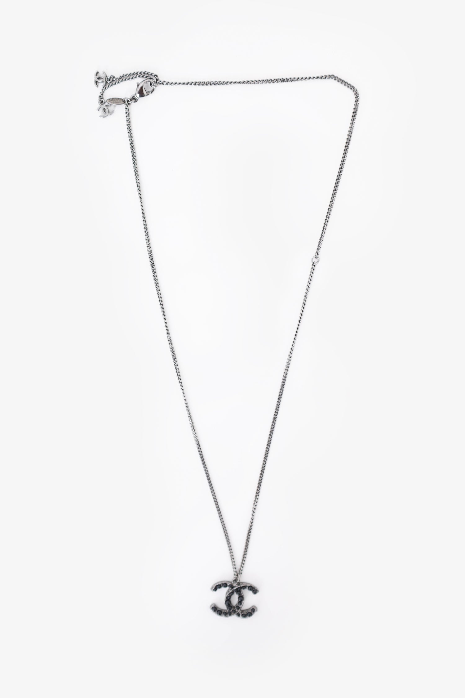 Pre-Loved Chanel™ Black Tone Resin CC Beaded Pendant Necklace