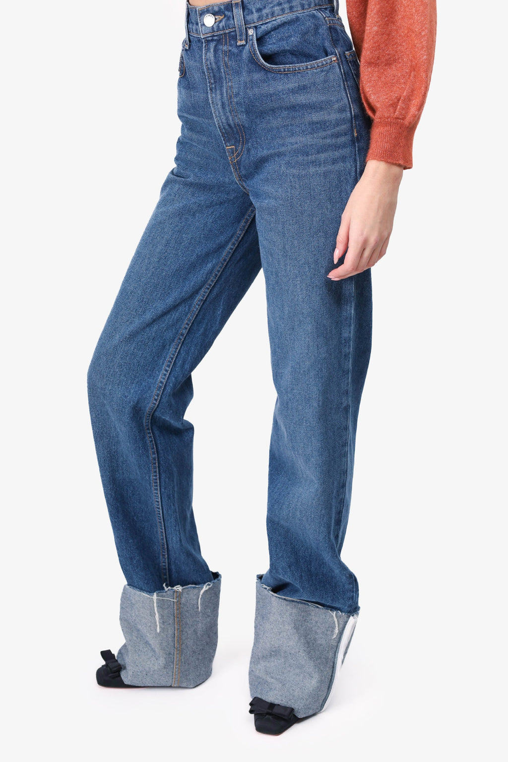 GRLFRND Denim Blue Large Cuff Jeans Size 23