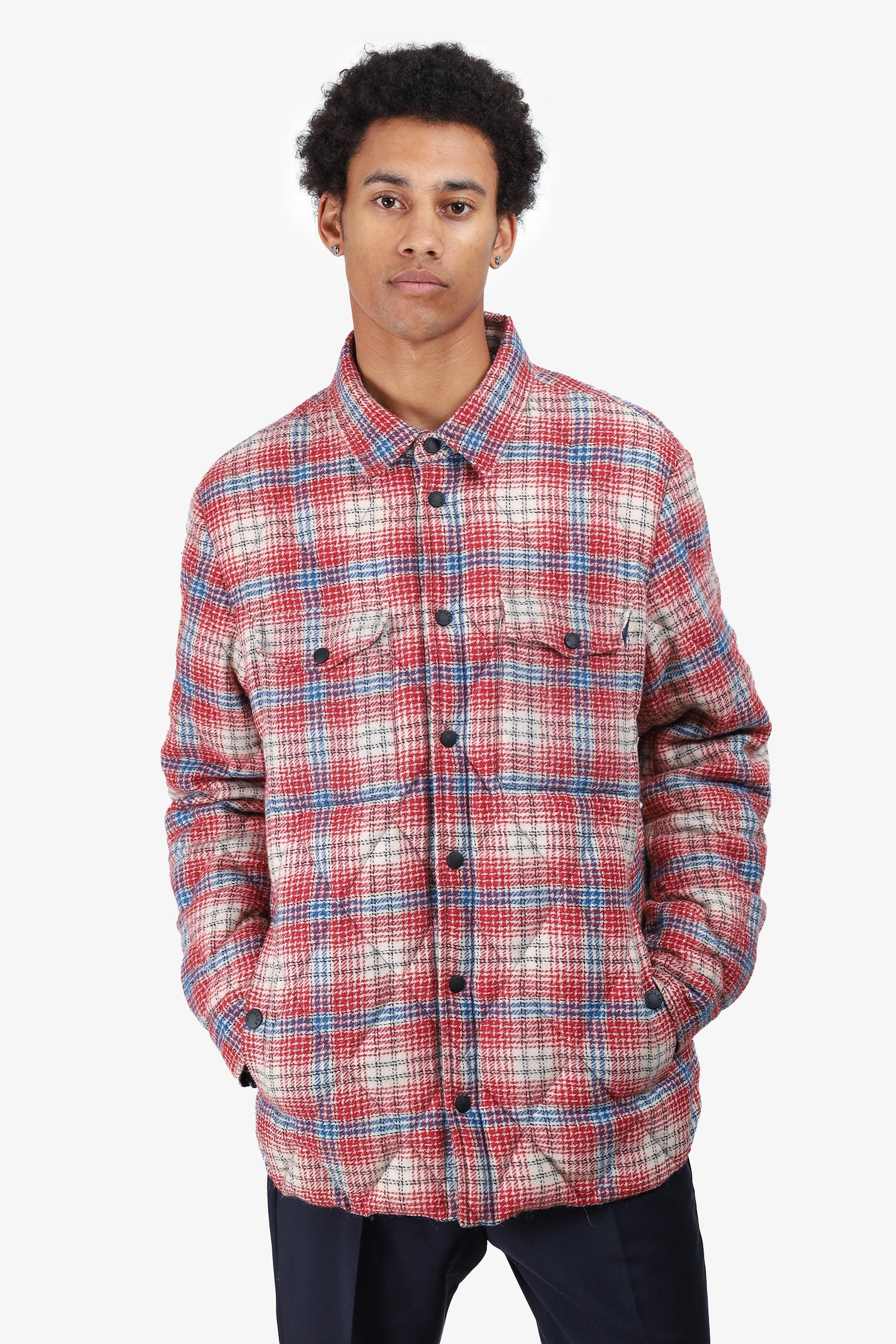 Moncler Red Plaid Down Jacket Size 5 Mens