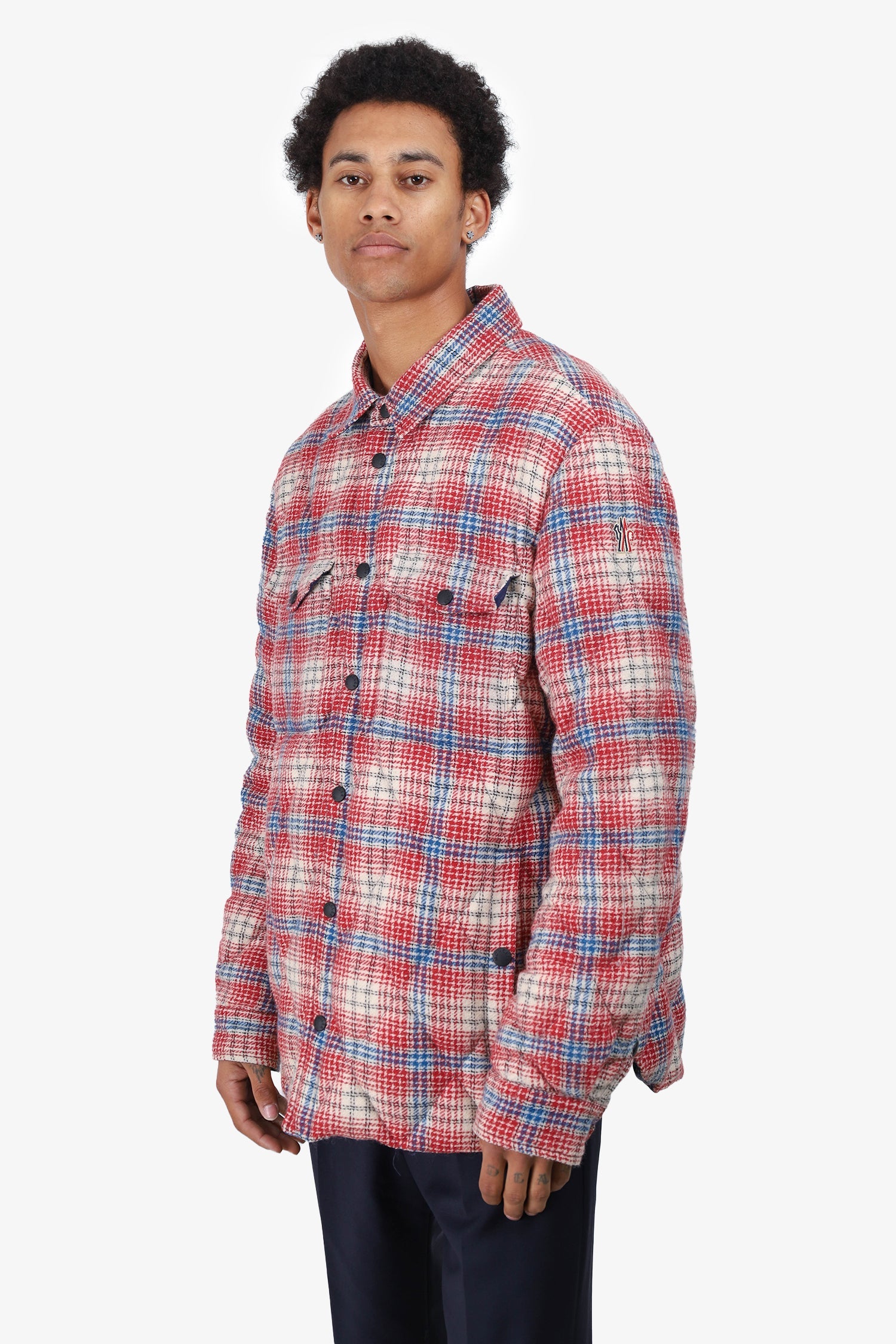 Moncler Red Plaid Down Jacket Size 5 Mens