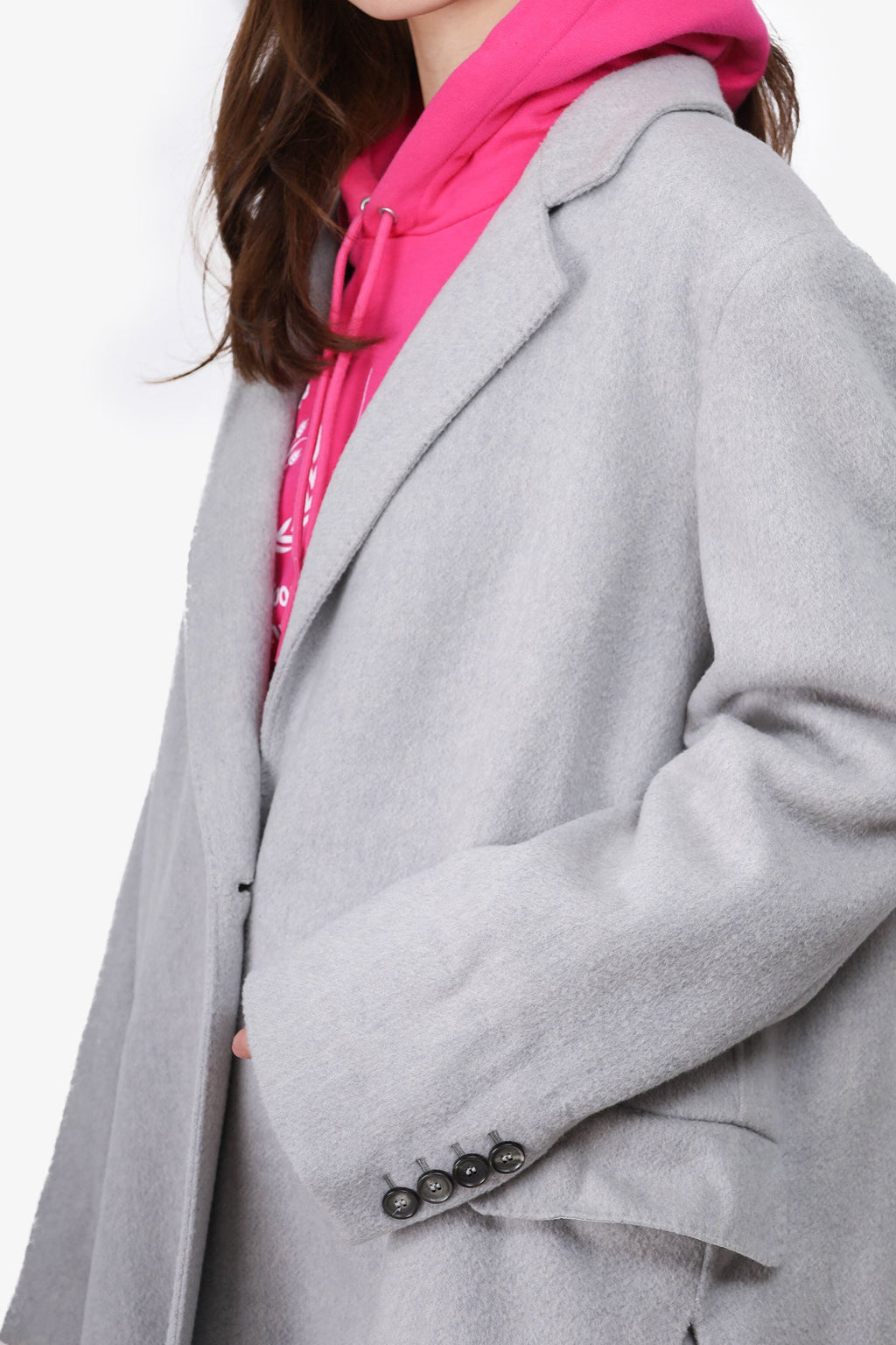 MaxMara Grey Camel Single Breasted High Slit 'Paris' Coat Size 16