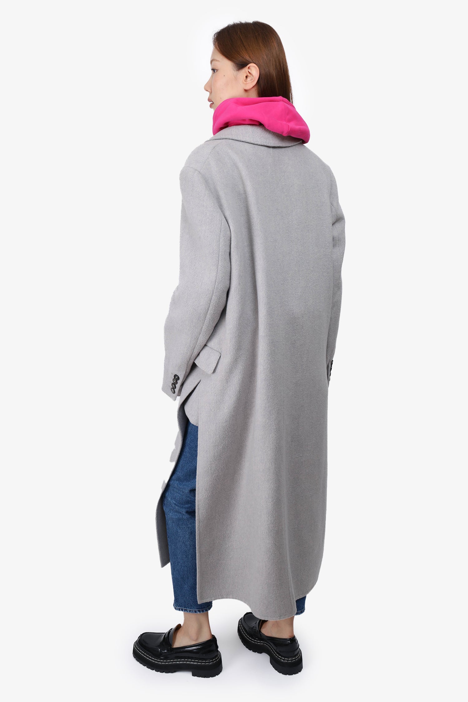 MaxMara Grey Camel Single Breasted High Slit 'Paris' Coat Size 16