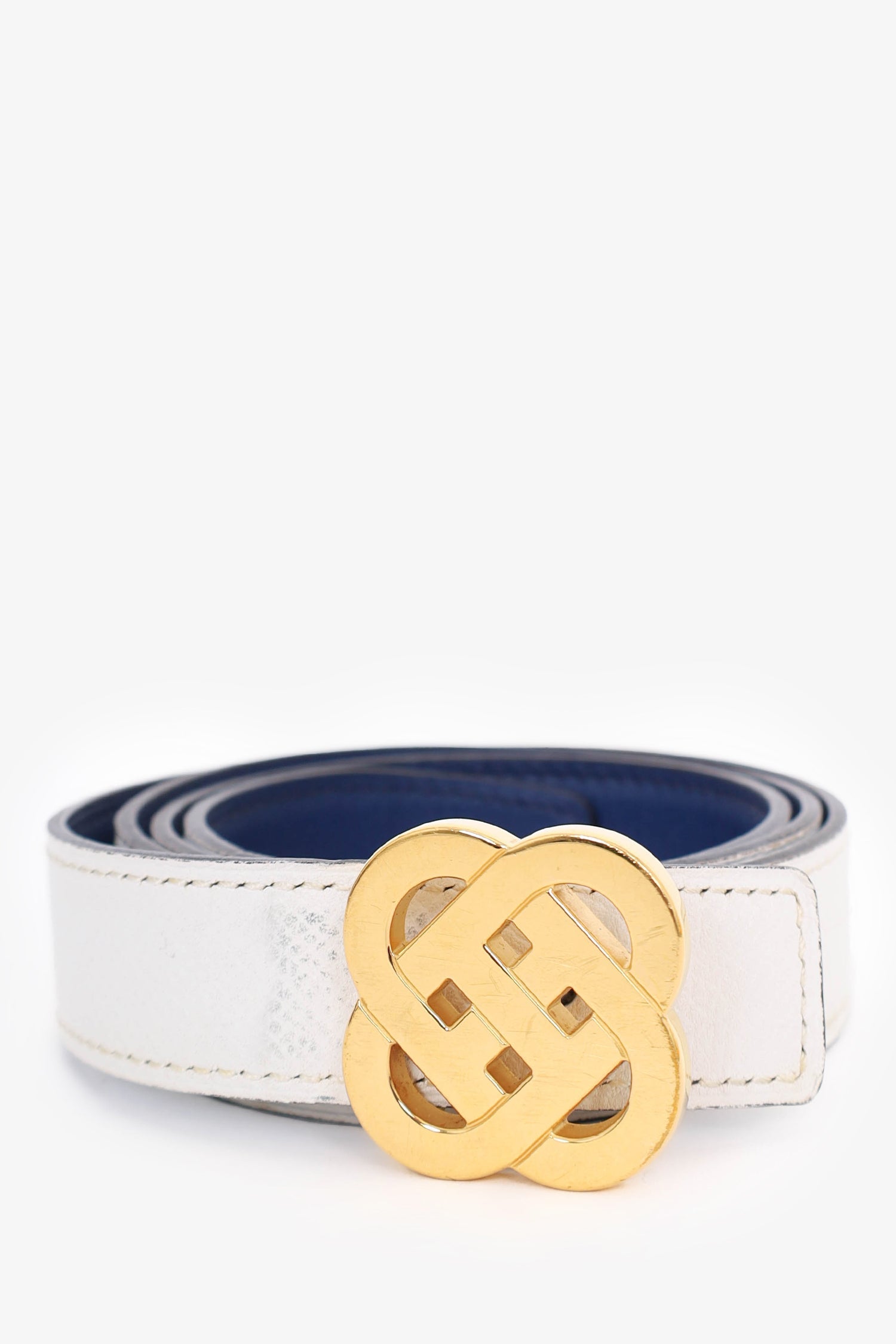 Hermès White/Navy Reversible Leather 24 mm Iris Belt Kit