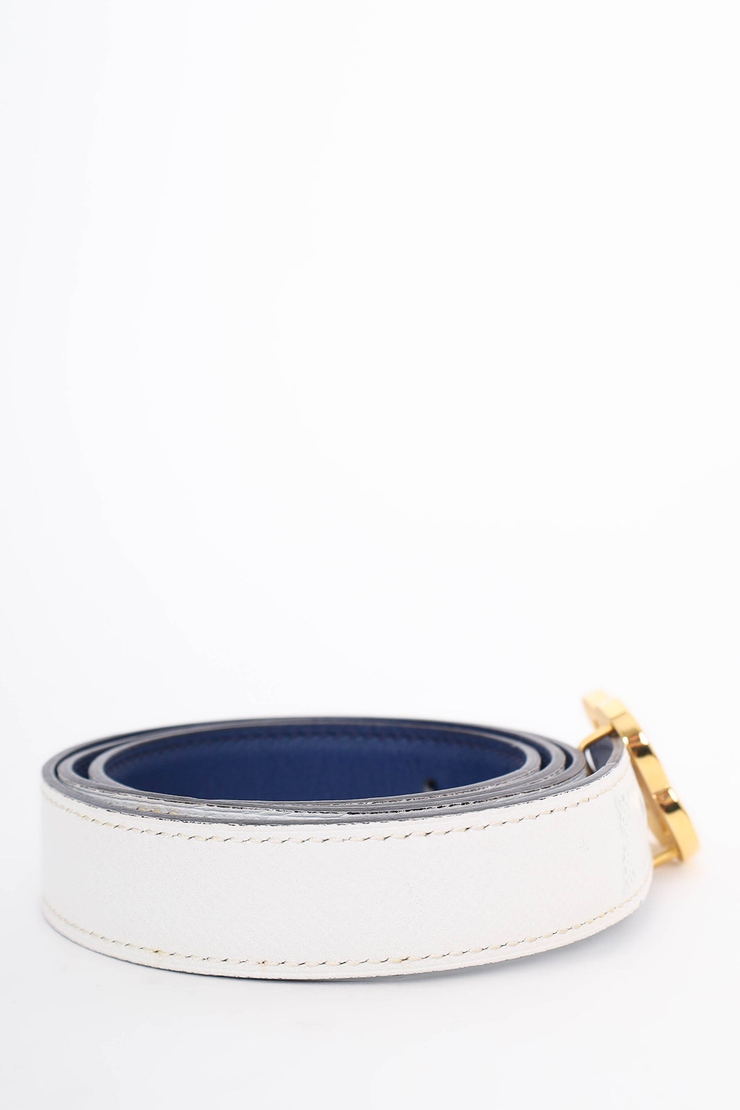 Hermès White/Navy Reversible Leather 24 mm Iris Belt Kit