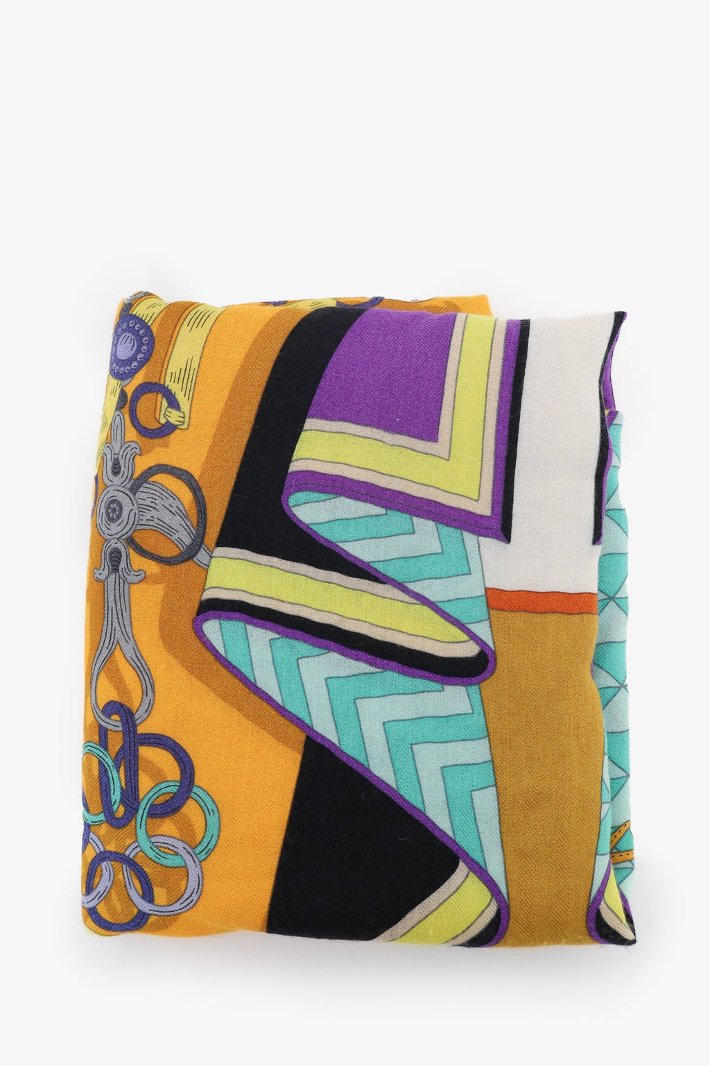 Hermès Pink/Multicolour Cashmere/Silk Printed Scarf 140CM