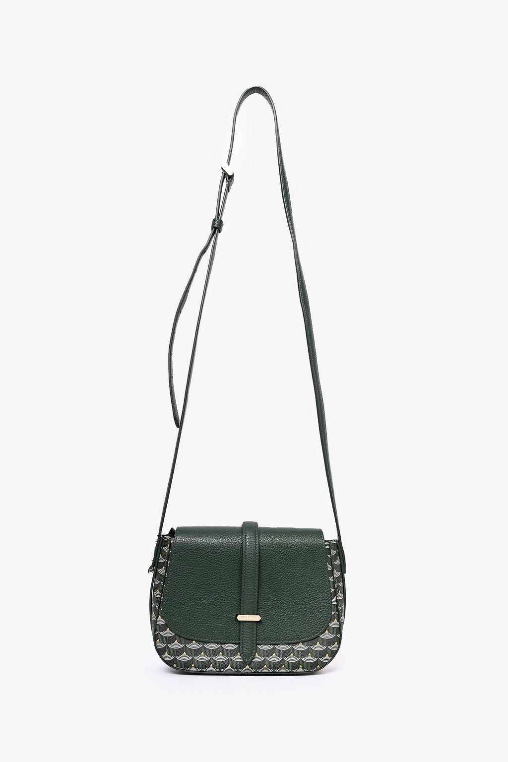 Faure Le Page Green Leather/Canvas 'Express 21' Crossbody