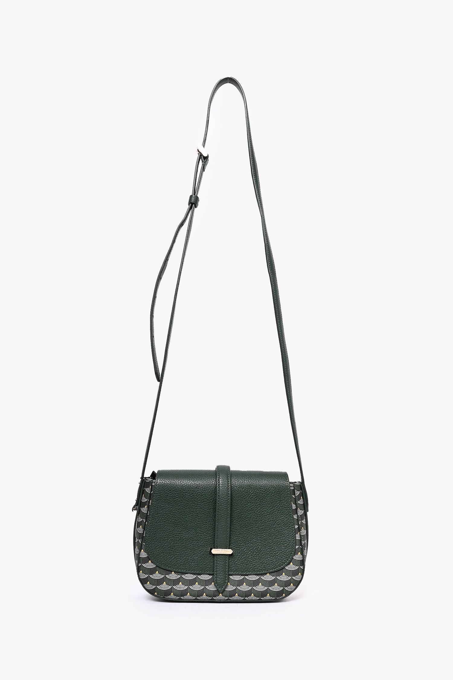 Faure Le Page Green Leather/Canvas 'Express 21' Crossbody