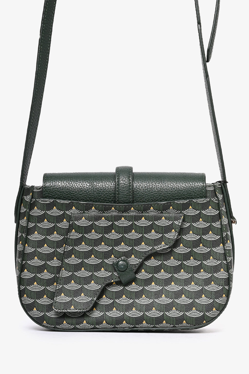 Faure Le Page Green Leather/Canvas 'Express 21' Crossbody