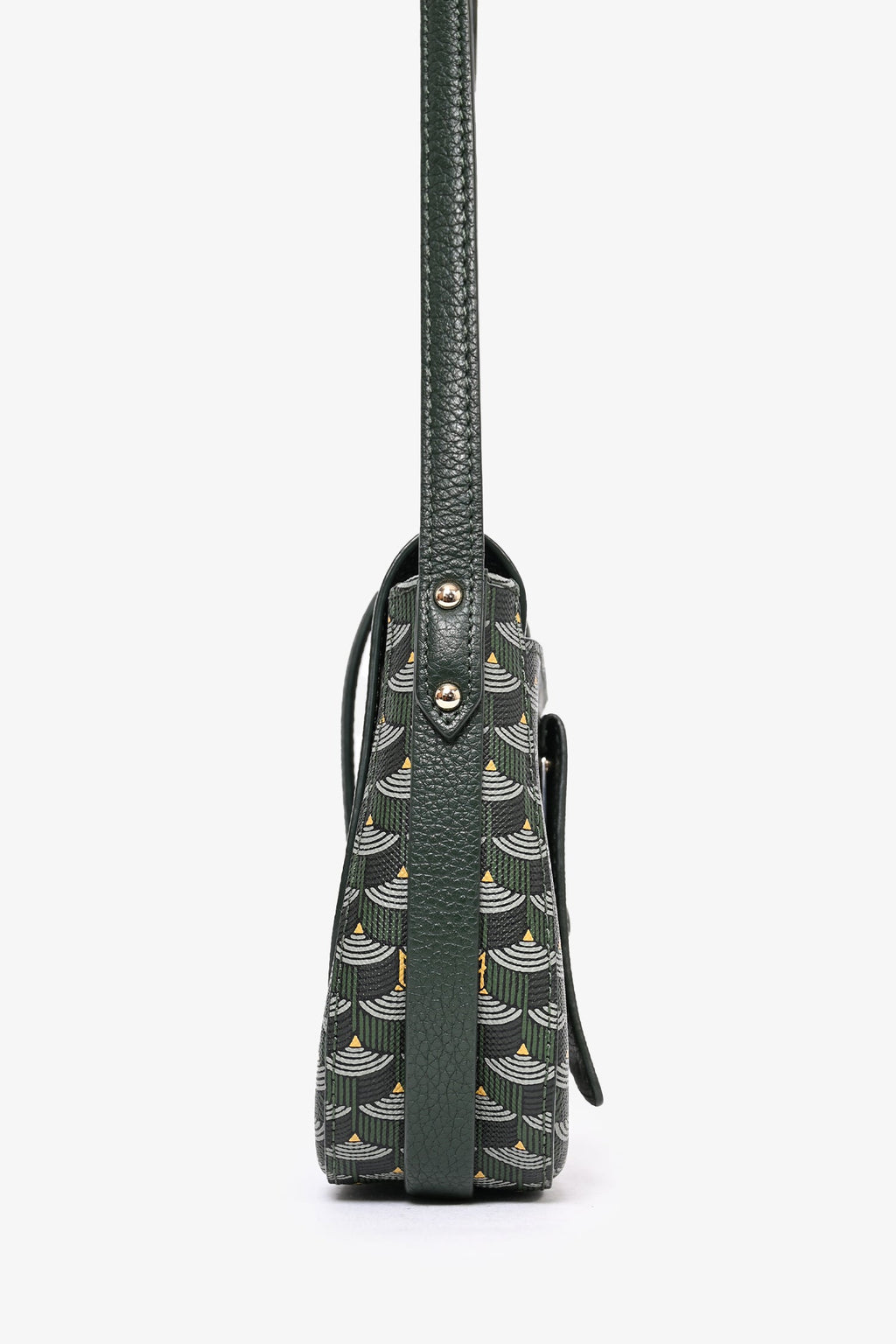 Faure Le Page Green Leather/Canvas 'Express 21' Crossbody