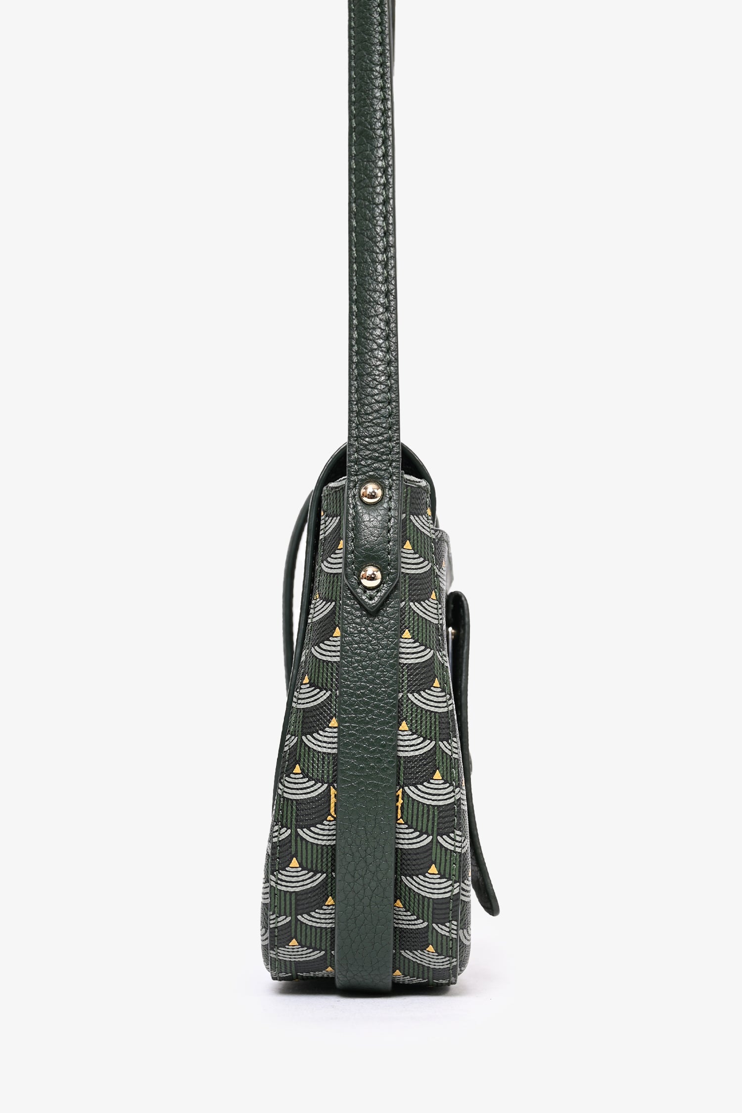 Faure Le Page Green Leather/Canvas 'Express 21' Crossbody