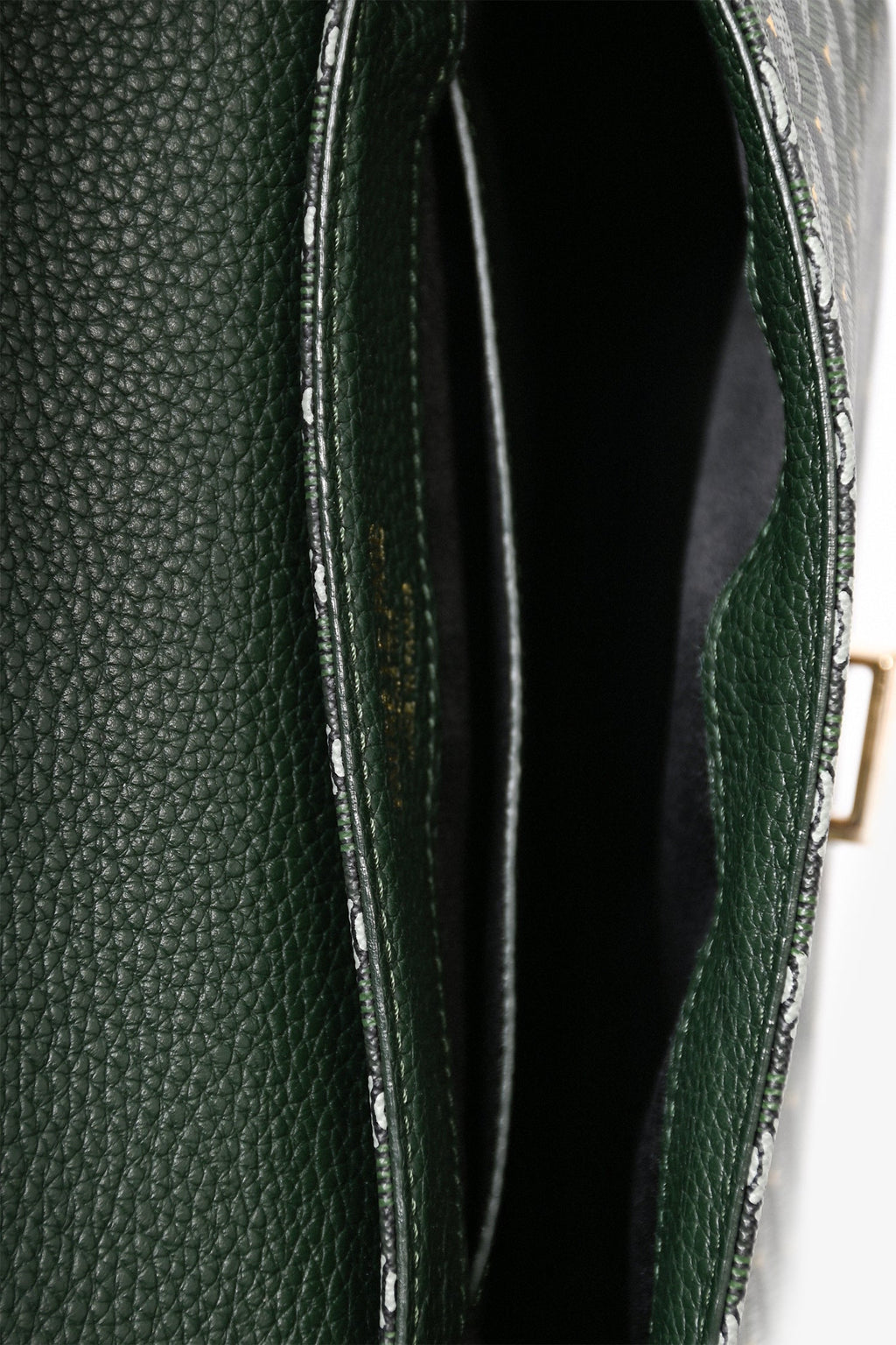 Faure Le Page Green Leather/Canvas 'Express 21' Crossbody