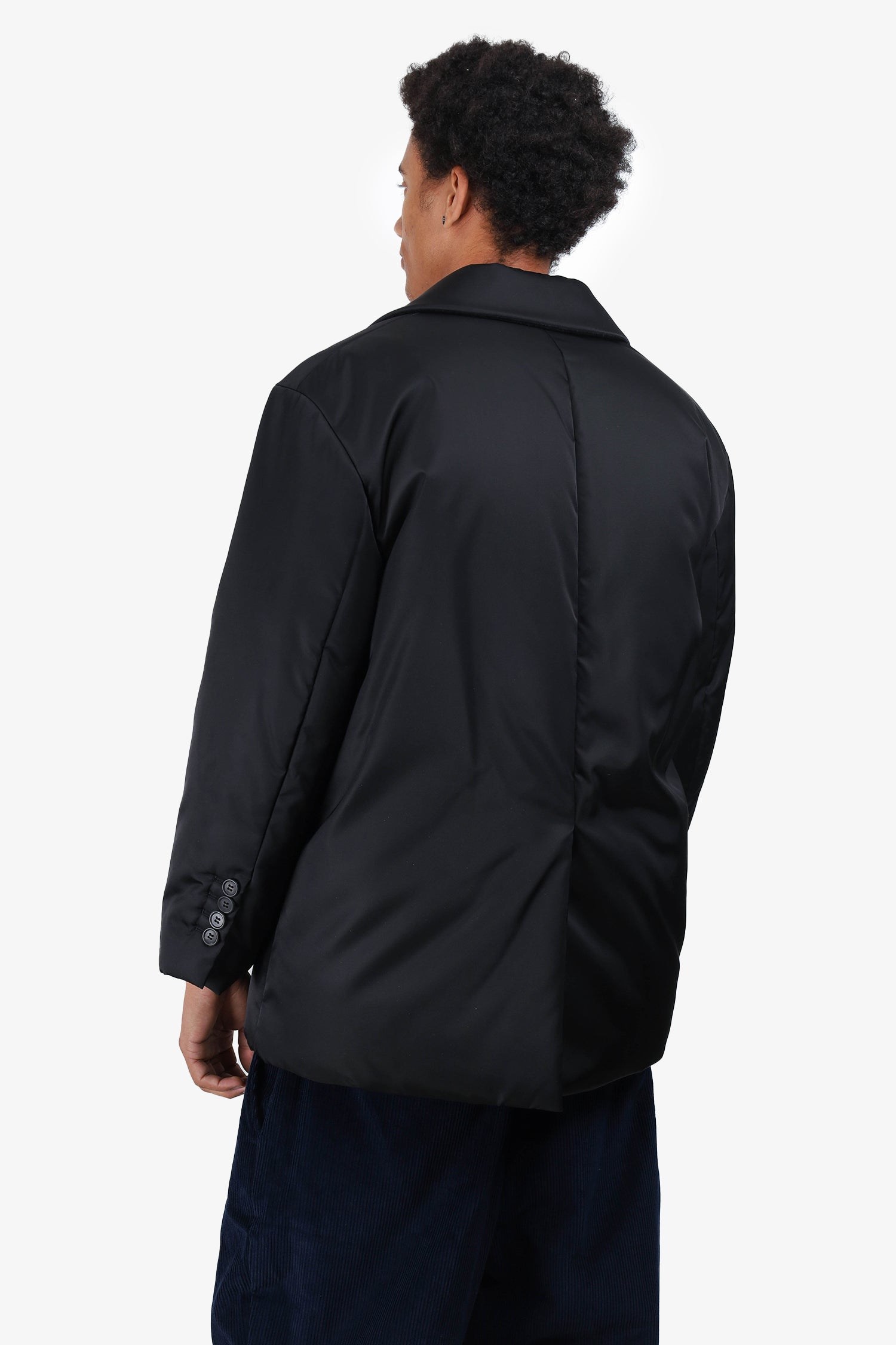 Prada Black Reissue Nylon Belted Puffer Blazer Jacket Size 38 Mens