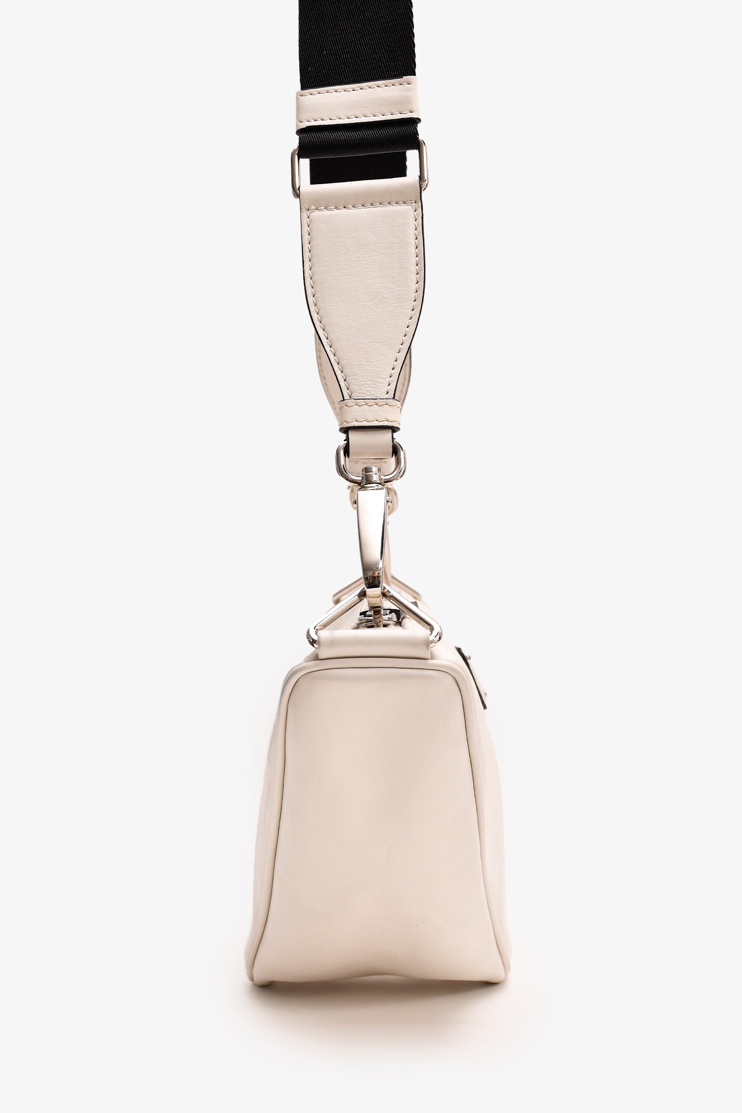 Prada White Leather Triangle Crossbody